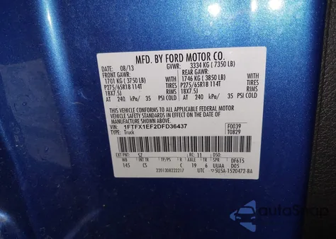 2013 Ford F-150 Stx from USA, damaged, VIN 1FTFX1EF2DFD36437